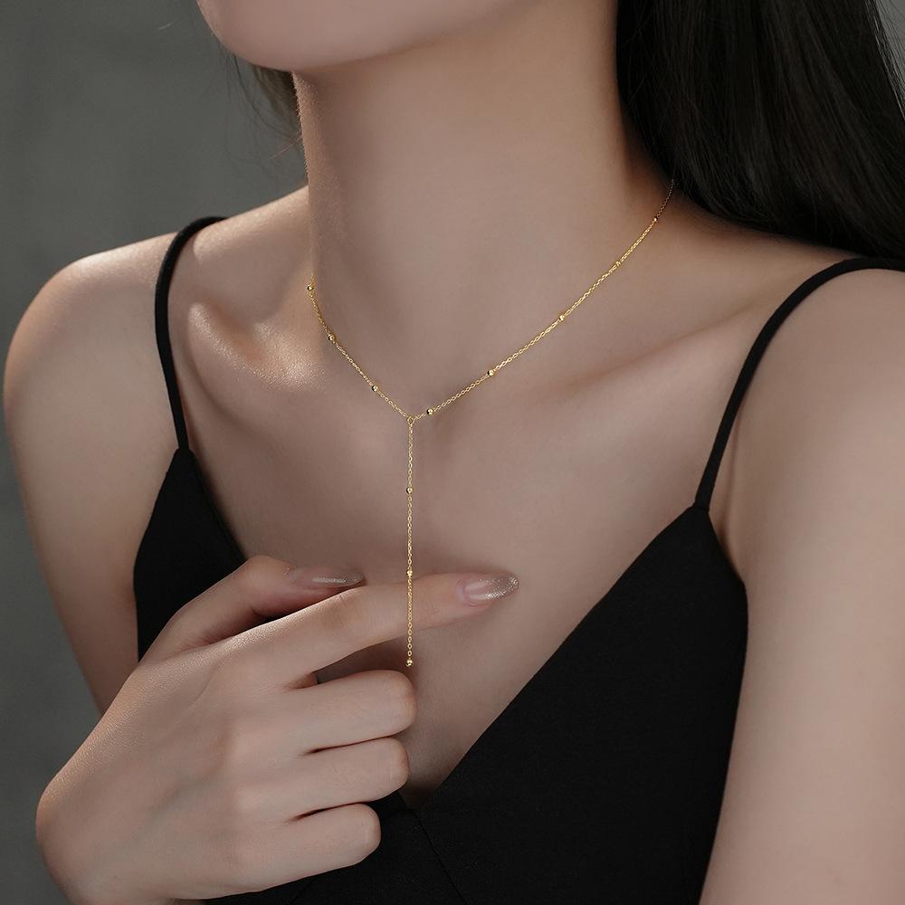 Tassel Necklace for Women, Japanese and Korean Light Luxury Temperament, Simple and Cold Style, and Then Run Collarbone Chain