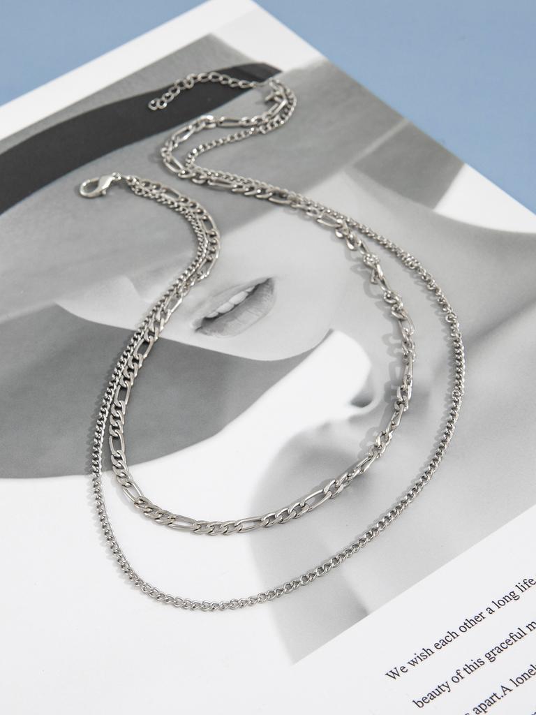 Hot Selling ins Simple Hip Hop Punk Style Double Twist Geometric Collarbone Chain Necklace