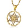 European and American Hip Hop Jewelry with Diamond Studded Davids Hexagram Pendant Necklace