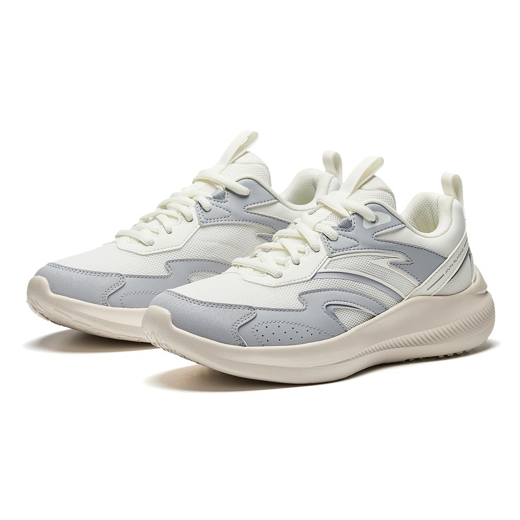New Anta Anti Slip And Wear Resistant Breathable Low Top Casual Running Shoes Women's White Gray 922515516-3