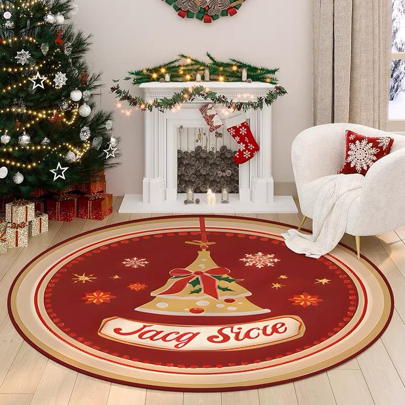 Christmas Themed Carpet Round Living Room Bedroom Non-Slip Decorative Mat Rectangular Entrance Can Be Tailored Floor Mat