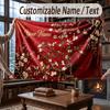 Floral Garden Theme Throw Blanket Custom Name Text Personalized Blanket Soft Cozy Blanket for Home Sofa Bed