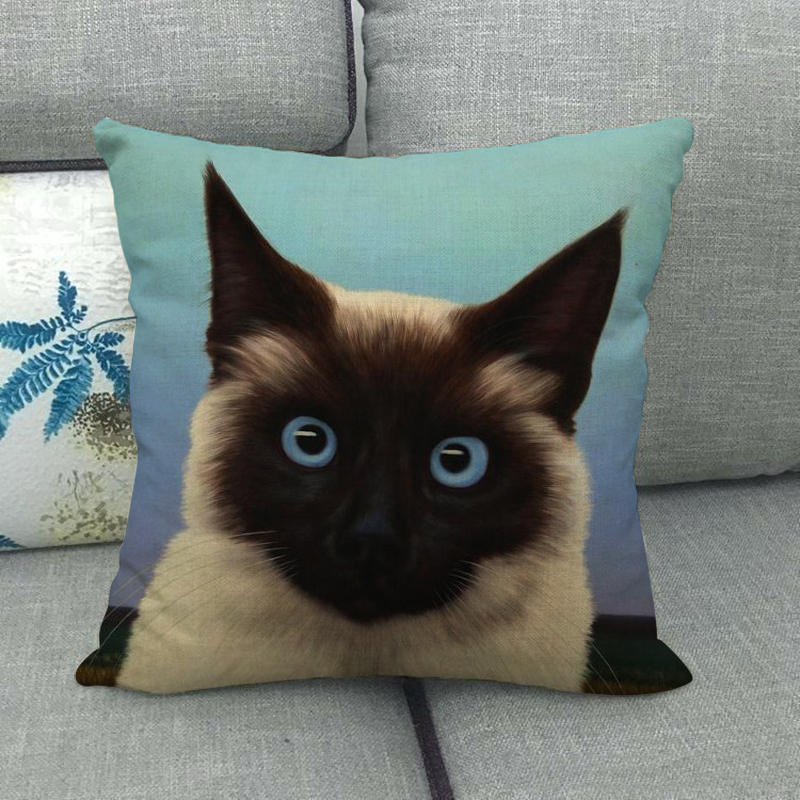 Fashionable cats and cute pet animals Digital printing short plush pillow covers for car sofa office cushion cover home goods