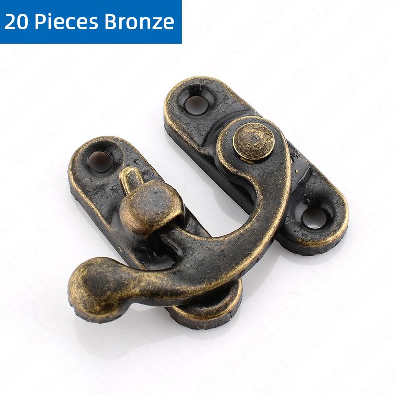 NAIERDI 2PCS Small Antique Metal Lock Decorative Hasps Hook Gift Wooden Jewelry Box Padlock With Screws For Furniture Hardware