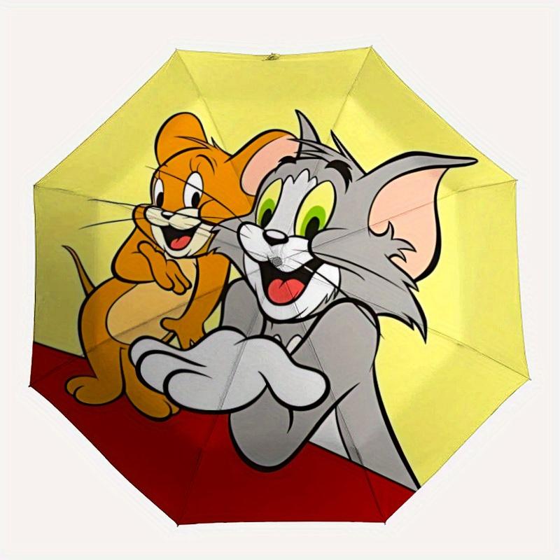 

1pc Tom, Jerry Automatic Umbrella - 8-Rib Foldable Design, Outdoor Adventures, Durable Canopy Material yy250823190