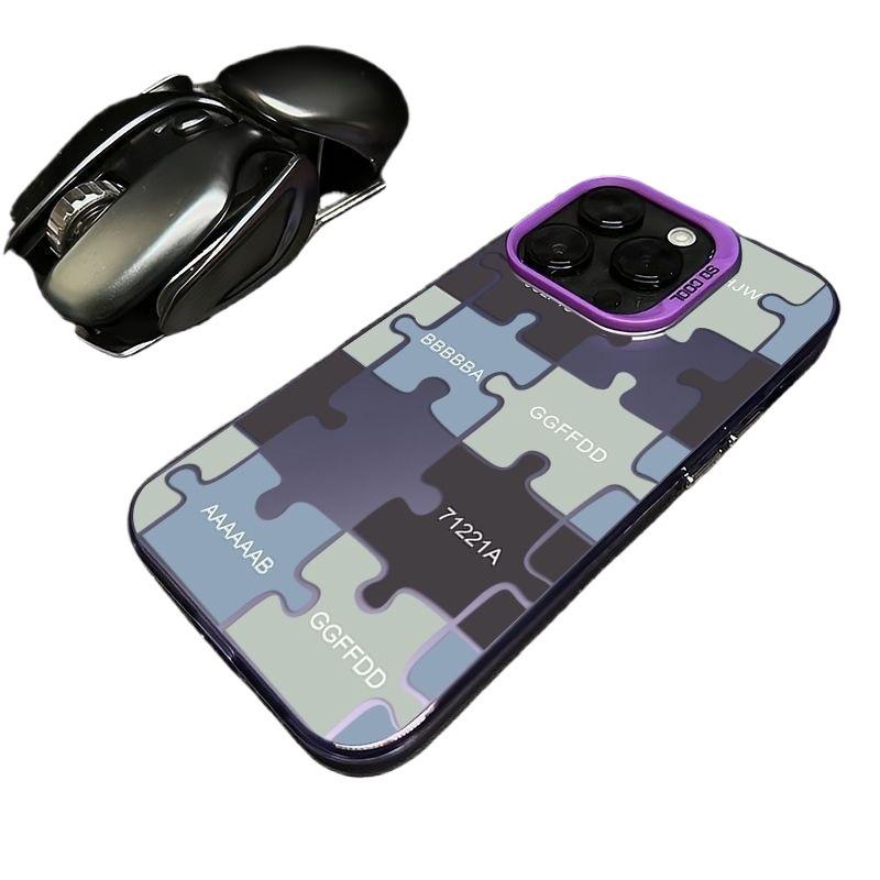 Creative Silver IMD Double Layer Puzzle Case for Apple 16 Promax, 15, 14/13 - High-End Feel
