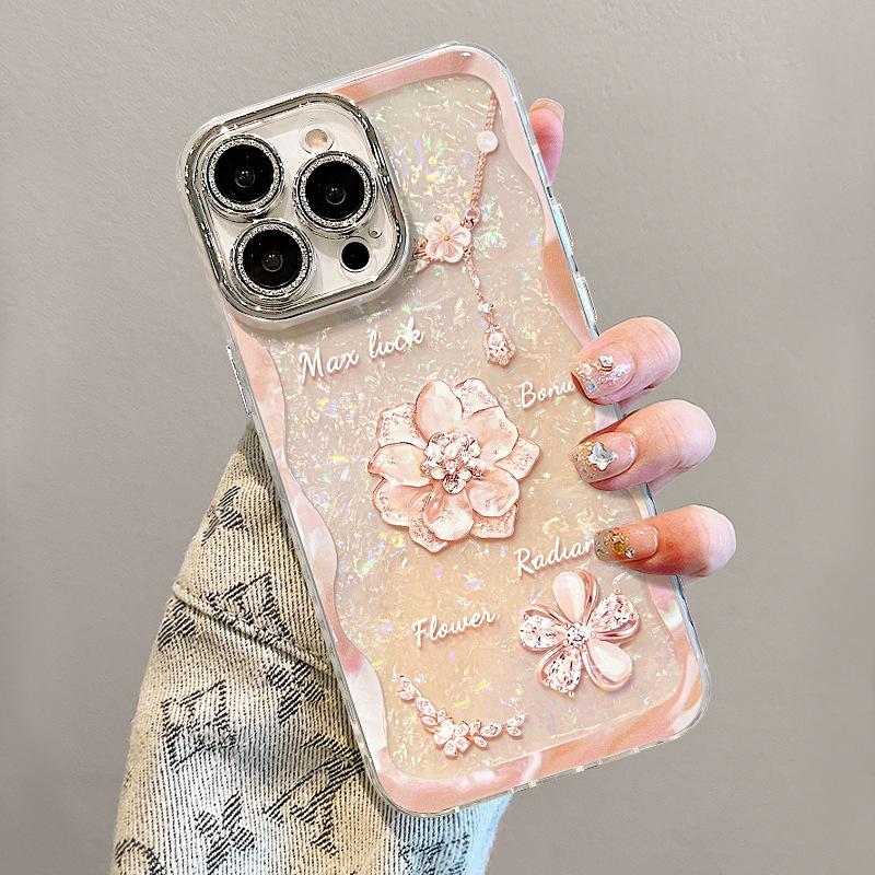 Crystal Flower Bracelet Apple 17promax Mobile Phone Case Iphone16 for 15 Light Luxury Premium 14 New 13