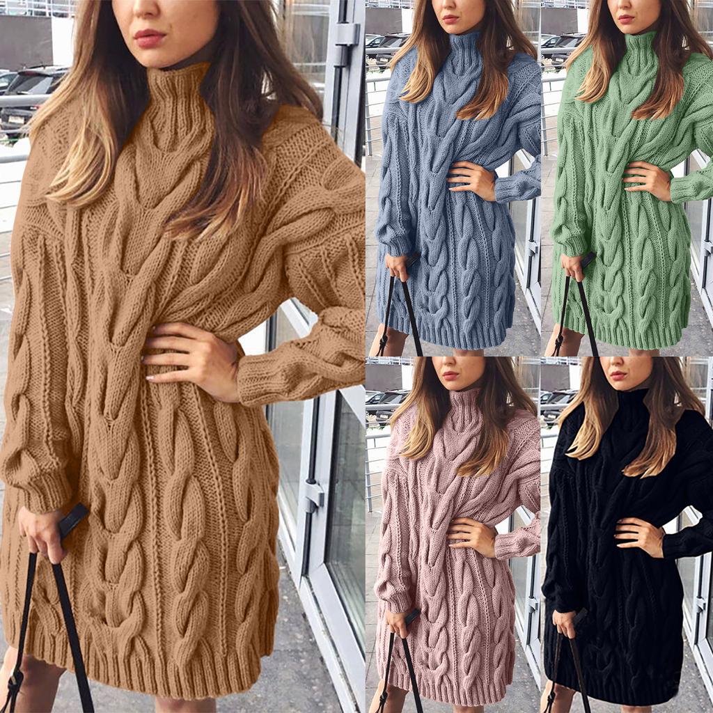 Fl Solid Knit Pullover Sweater Dress