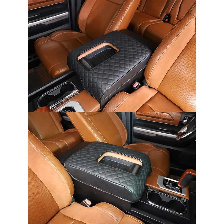 Für Toyota Tundra 2007-2021 PU-Leder Auto Innenraum Mittelkonsolenabdeckung Armlehnenbox Schutzabdeckung Zierleiste Innenraumzubehör