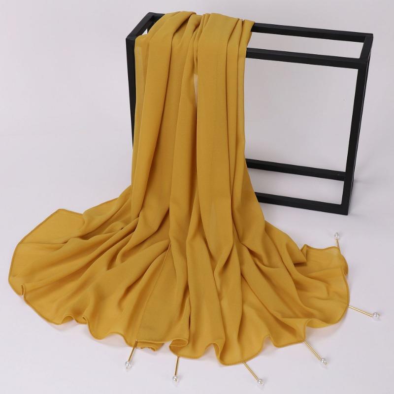 New Handmade Pearl Chiffon Scarf With Copper Tube For Women