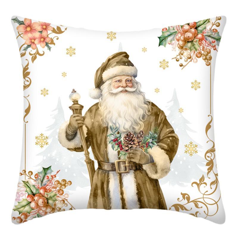 Christmas Home Decoration Pillow Cover Santa Claus Snowman Christmas Tree Printed Sofa Cushion Suite Room Decoration Friend Gift