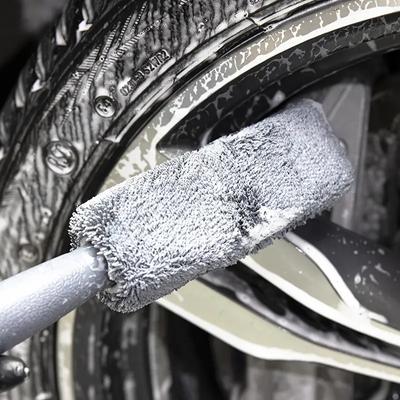 Car Wash Portable Microfiber Wheel Tire Rim Brush Car Wheel Wash Cleaning For Car With Plastic Handle Auto Washing Cleaner Tools