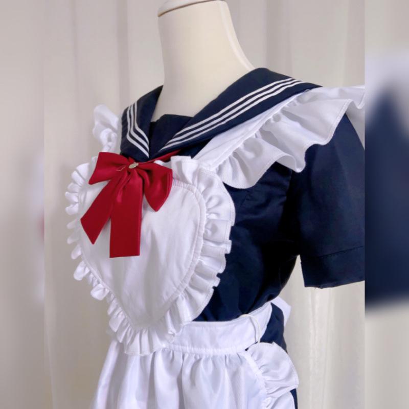 Japanisches Lolita Klassisches Dienstmädchen-Outfit – Schwarz-Weißer Rock mit Schürze