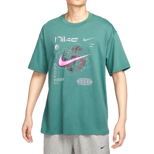 Nike Men's Green Short-Sleeve T-Shirt for Fitness and Outdoor Training