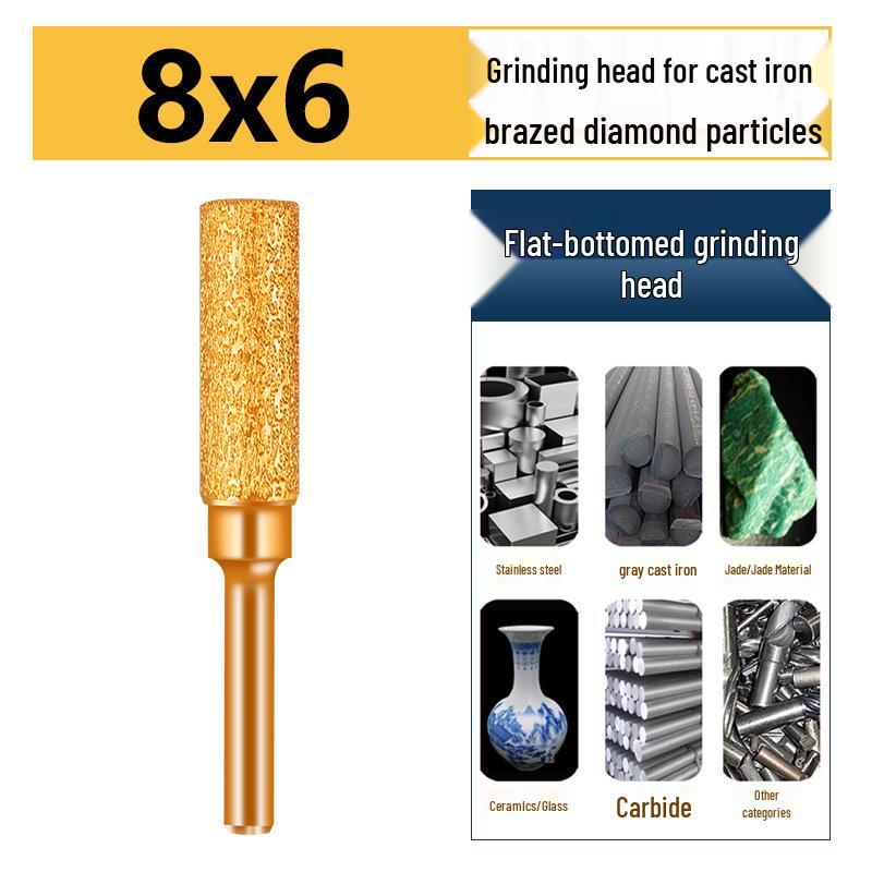 Brazed Bullet Diamond Grinding Bit for Cast Iron, 6mm Shank, 15 Polishing