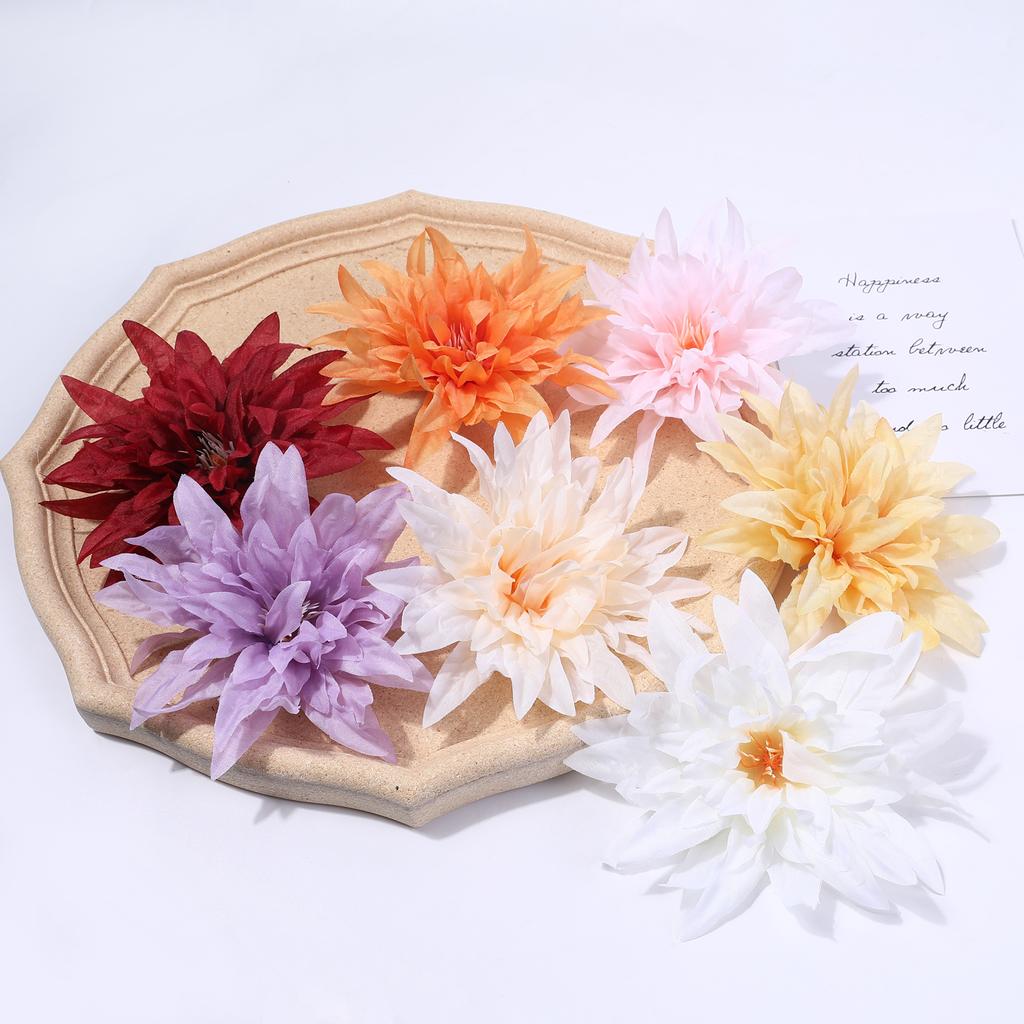 3/5PCS Dahlia Artificial Silk Flower Heads Decorative Scrapbooking For Home Wedding Brides Room Decoration Fake Flower accessory