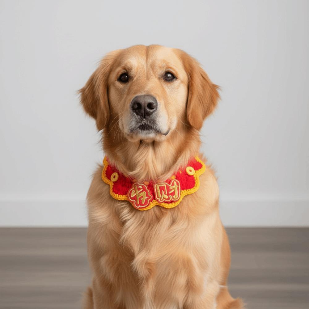 Festive Gifts Cartoon Chinese Style Pet Scarf Handmade Red Cat Knitted Scarf Funny Adjustable New Year Dog Costume Pet Costume