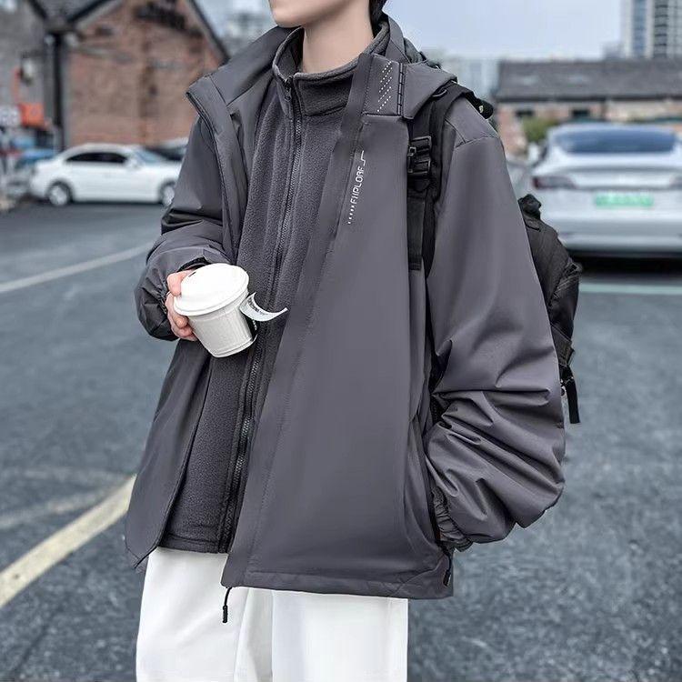 Jacket Three-in-one American Hiphop Functional Men's Autumn and Winter Plus Velvet Jacket Hooded Sports Jacket Couple