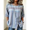 Blouse à rayures multicolores pastel pour femme, boutonnée et à nouer sur le devant, haut décontracté et élégant pour le printemps, l'été, le quotidien et polyvalent