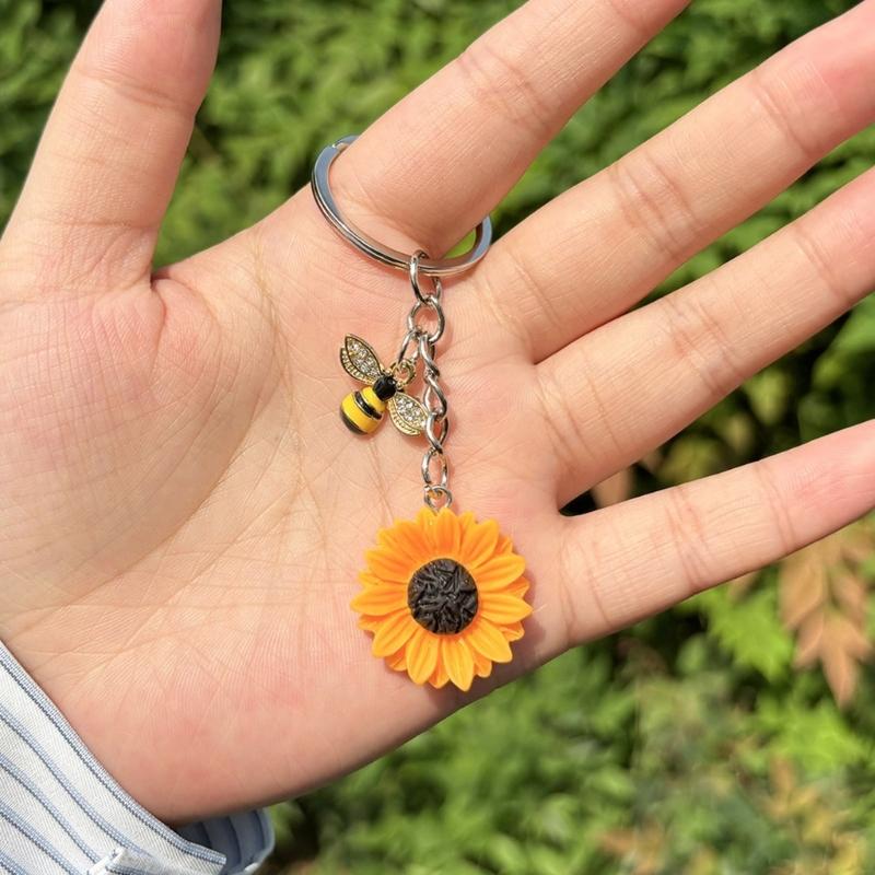 Sonnenblumen-Anhänger Schlüsselanhänger Für Naturliebhaber Mit Realistischem Harz Und Design