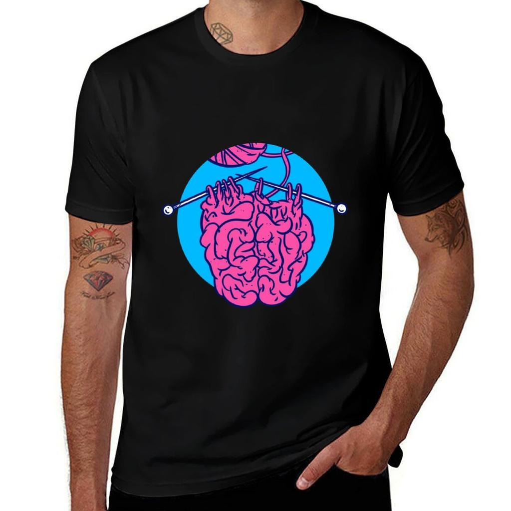 Knitting a brain TShirt Minimalist Casual Short Sleeve Top