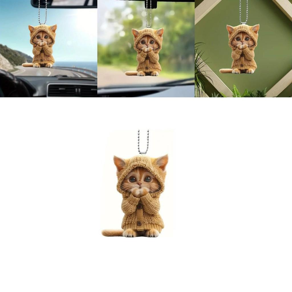 Cat Acrylic Car Accessory With Christmas Tree Decor For Auto Interior Decoration