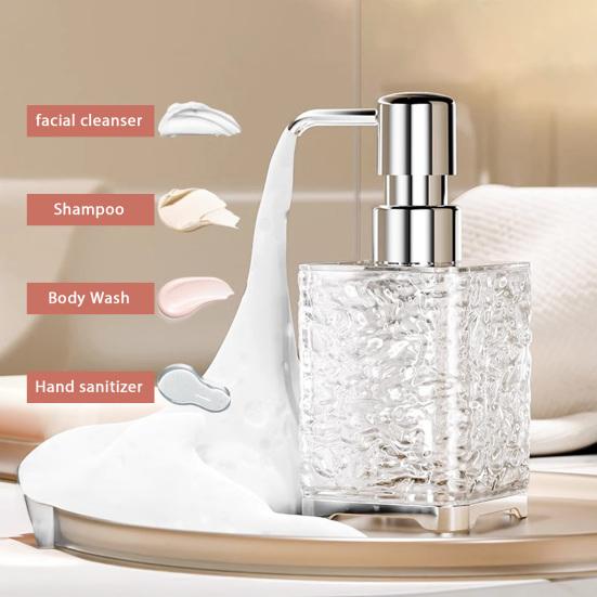Yousheng 300/400ML Ripple Liquid Soap Dispenser Shampoo Body Hand Wash Shower Gel Facial Cleanser Container Bathroom Refillable Empty Press Pump