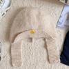 Winter Warm Knit Hat for Women Girl Button EarFlap Beanie Hat Outdoor Activity Scarf Cap Windproof Headwear Pullover Hat