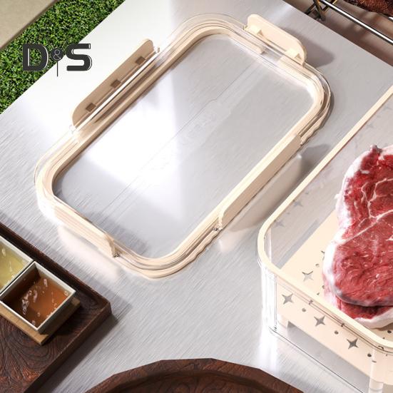 Recipient Depozitare Salată Etanș Cutie Transparentă Tip Crisper Protector Produse 2 Niveluri Coș Răcitor cu Gheață Recipient Portabil pentru Fructe cu Tăviță de Drenaj