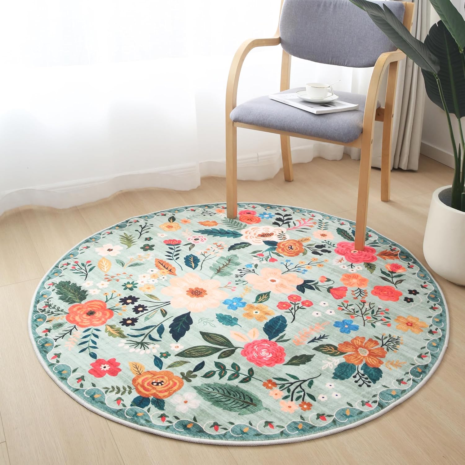 

Flower Patterned Carpet Living Room Bedroom Decoration Anti Slip Carpet Chair Cushion Multi-color Printed Home Decoration Carpet 100cm