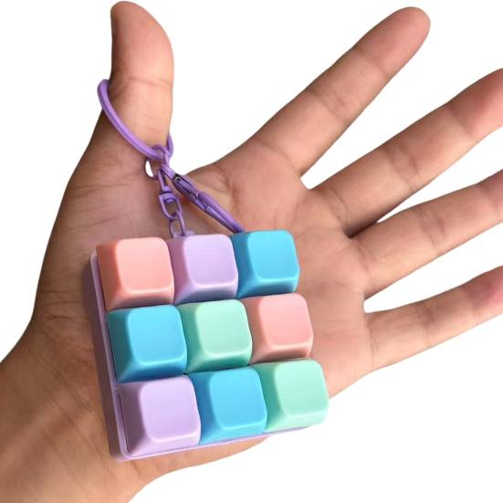 9-Keys Fidget Keyboard Keychain Stress Anxiety Relief Keyboard Clicker Keychain Portable