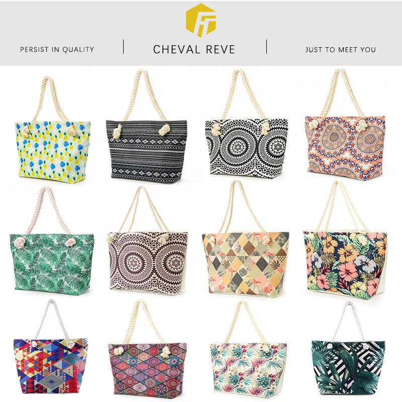 Bohemian Geometric Large Capacity Travel Tote With Zipper Closure For Beach And Casual Use