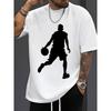 Heren T-shirt met korte mouwen en Grafische Print met Silhouet van een Basketbalspeler
