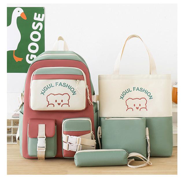Urban Minimalist Style Breathable Nylon Student Backpack With Cute Cartoon Design