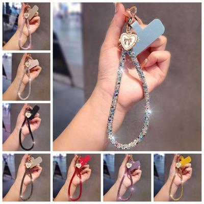 Short Wrist Style Glitter Rhinestone Phone Lanyard Mobile Phone Chain  Mobile Phone Pendant