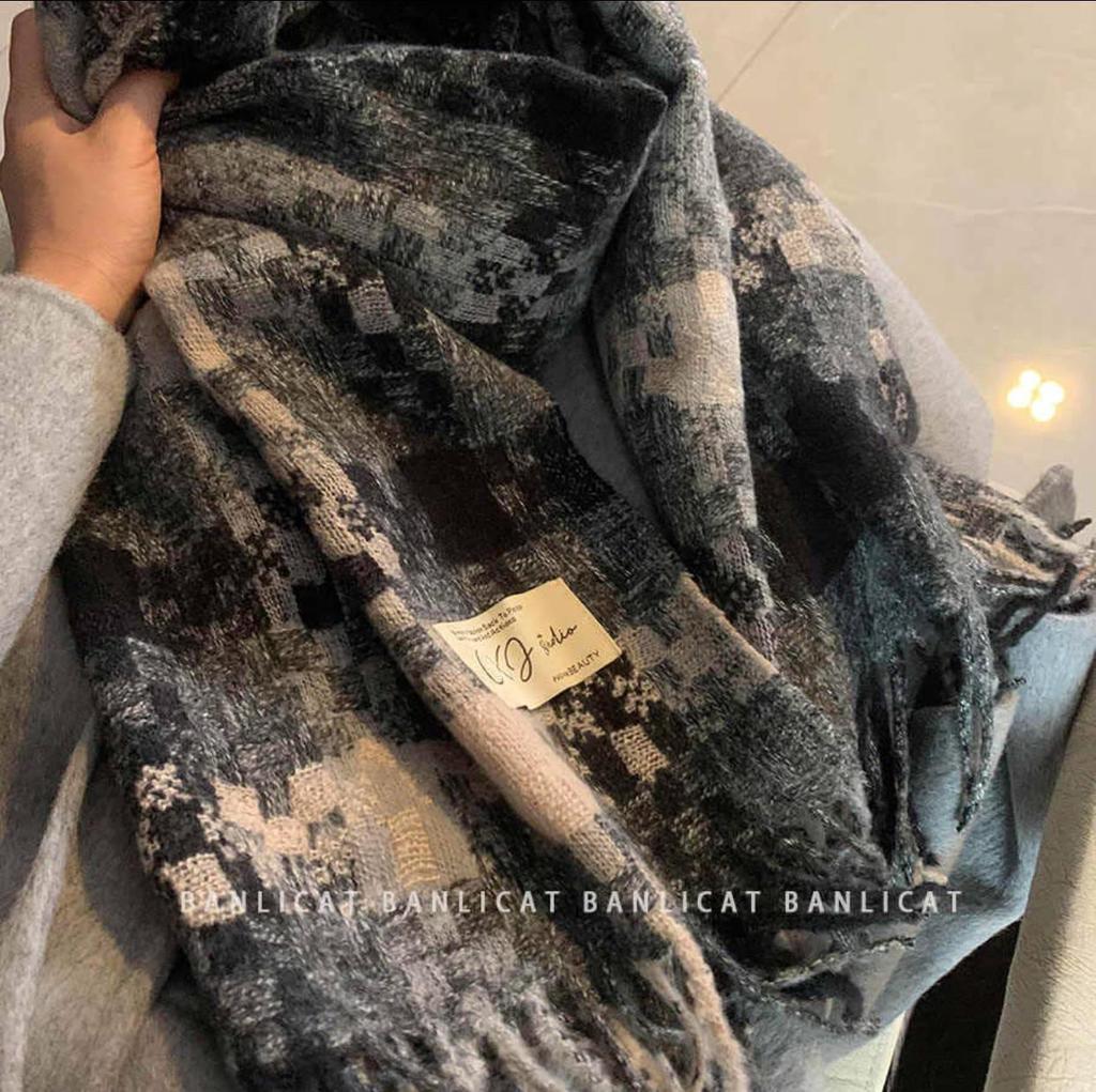 Plaid Tassel Neck Scarf - Versatile, Thick, Warm, Unisex Winter & Autumn Style for Women, Students, Couples & Boys