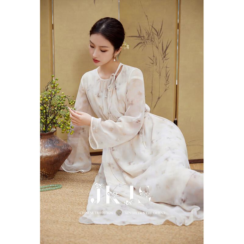 

JK&JS Xijiangyue New Chinese Style Chiffon Printed Long Dress S