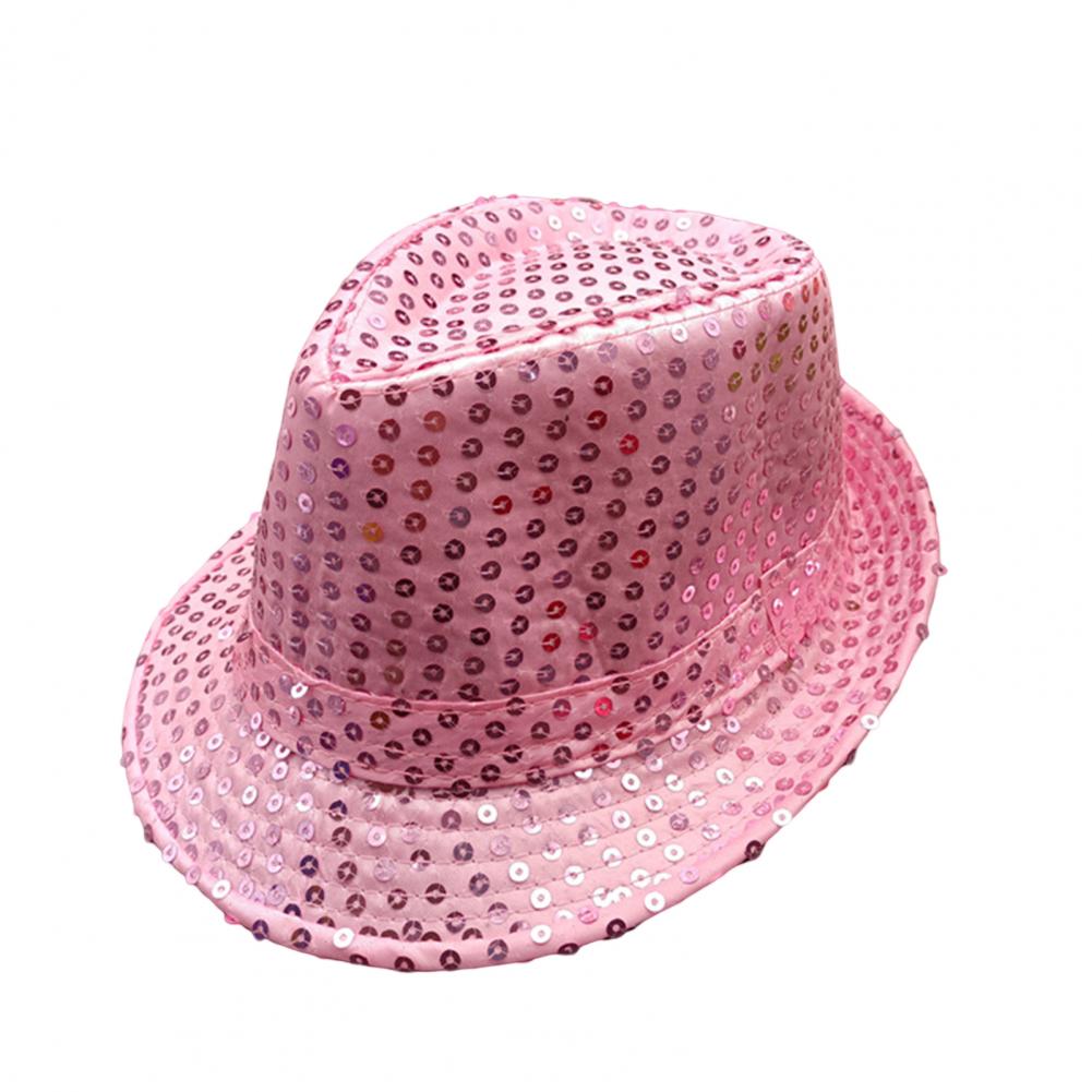 Shining Short Brim Hemming Jazz Hat Adult Kids Sequins Decorated Stage Show Hat Party Supplies