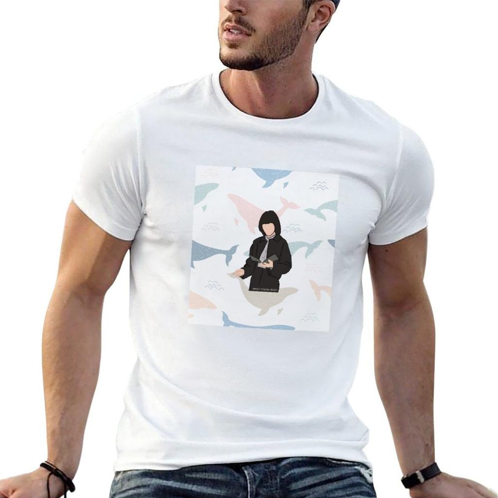 Woo Yong Woo Whales Background Tshirt Urban Style Casual Short Sleeve Top