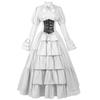 Women Halloween Medieval Dress Traditional Renaissance Gothic Corset Dress Long Sleeve Ruffle Long Dress Cosplay Costume Vestido