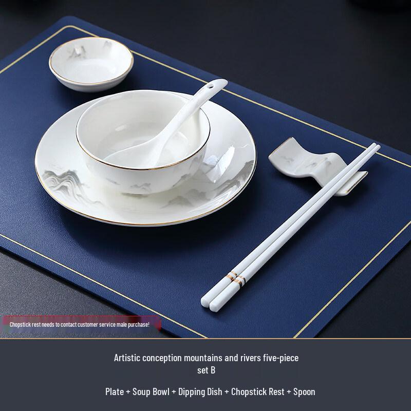 Luxury Gold Rim New Chinese Bone China 3-Piece Tableware Set