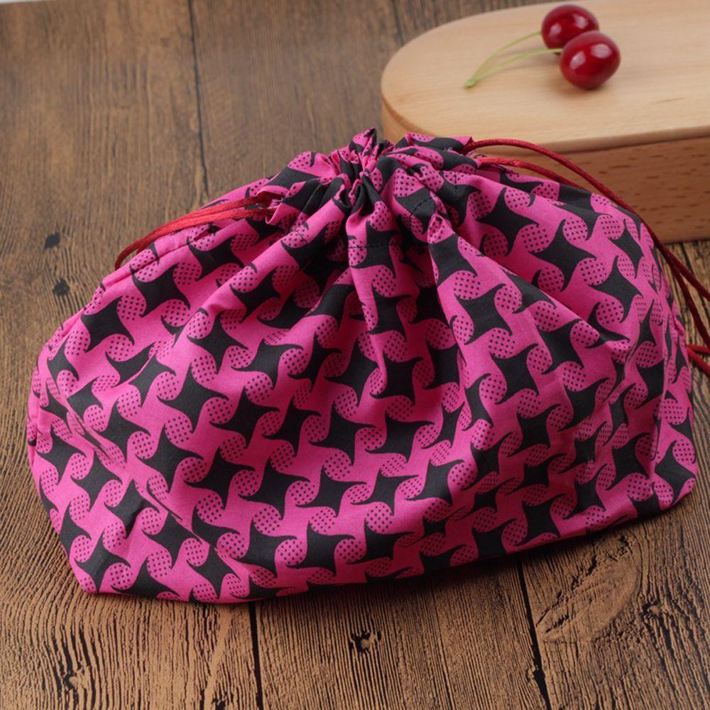 Unisex Picnic Bags Cotton linen Geometric Food Hand Bags Drawstring Lunch Bag Lunch Tote Pouch Japanese Style Lunch Box
