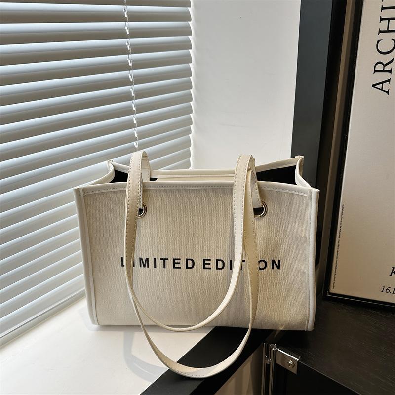 

Сумка большой вместимости женская новая универсальная холщовая сумка для занятий для студенток колледжа, наплечная сумка-тоут белый