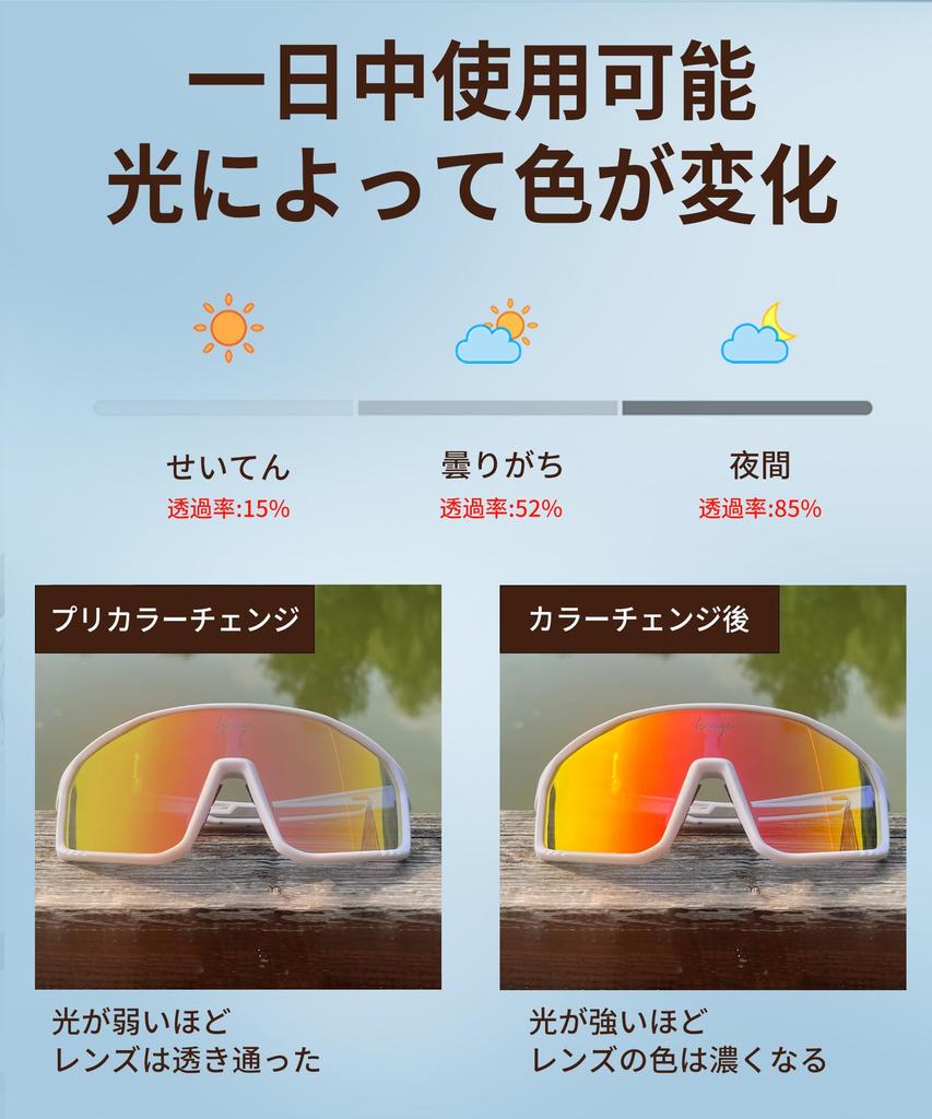 LECAGE Photochromic Sports Sunglasses, Cycling Goggles, Lightweight, Color-Changing, UV Protection, Youth Baseball Sunglasses, Unisex, Ideal for