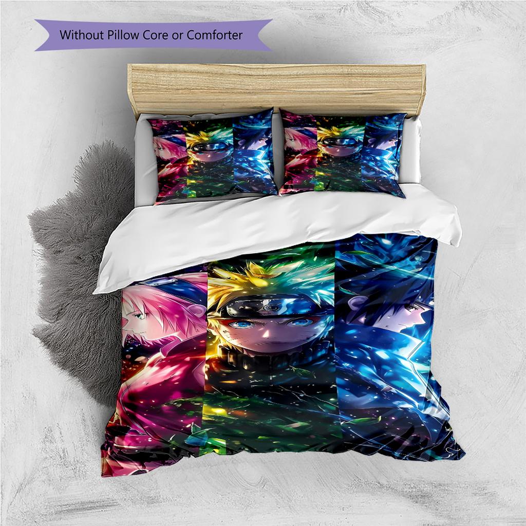Cartoon Pattern Bedding Quilt Set Quilt Cover Pillowcase Home Decoration Birthday Gift (1 * duvet cover + 2 * pillowcase, without core)
