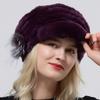 Women Winter Warm Cap Natural Rex Rabbit Fur Thick Knitted Headwear Classic Popular Female Stylish Hat