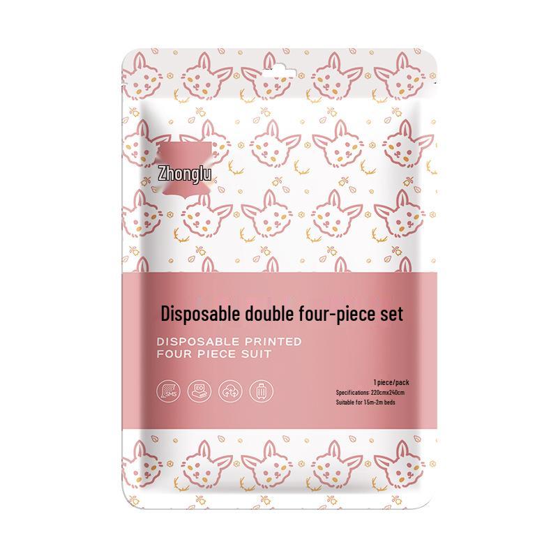 Travel Disposable Double Bed Sheet & Duvet Cover Set - 4 Pieces