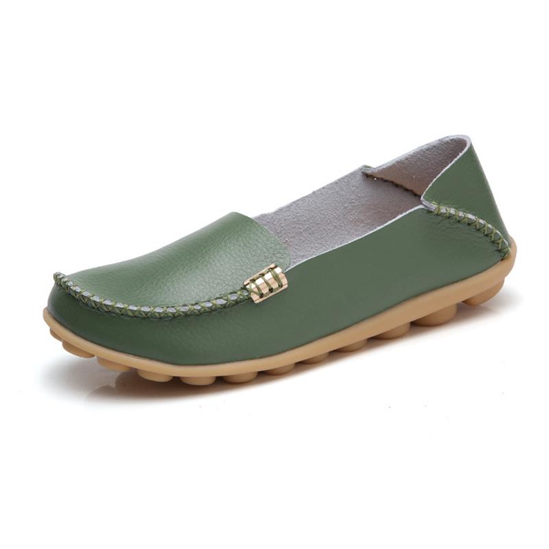 Genuine Leather Fashion Women Flats Retro Shoes Women Moccasins Nurse Shoes Casual Ballet Flats Soft Plus Size Shoes