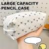 Portable Black White Bow Pencil Case Simple Girl Student Makeup Bag Large Capacity Stationery Storage Bag Student Stationery