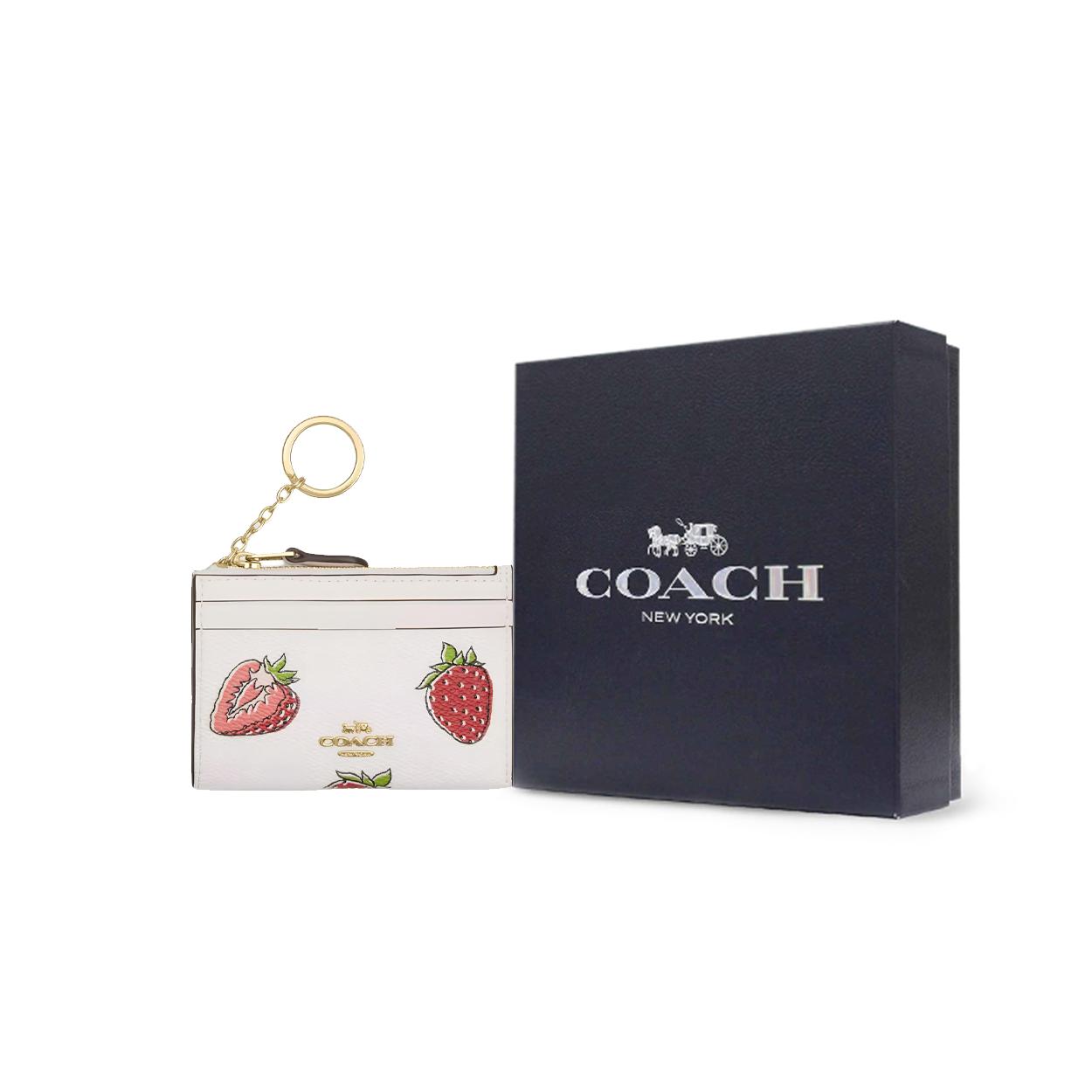 COACH Skinny Id Case Printed Coated Canvas Card Holder Regular Womens White One Size чёрный